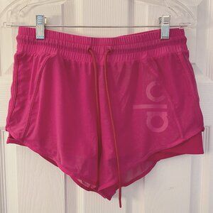 Alo Yoga Womens Ambience Pink Mesh Shorts Drawstrings Size S
